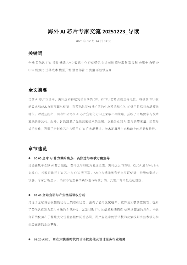 海外AI芯片专家交流