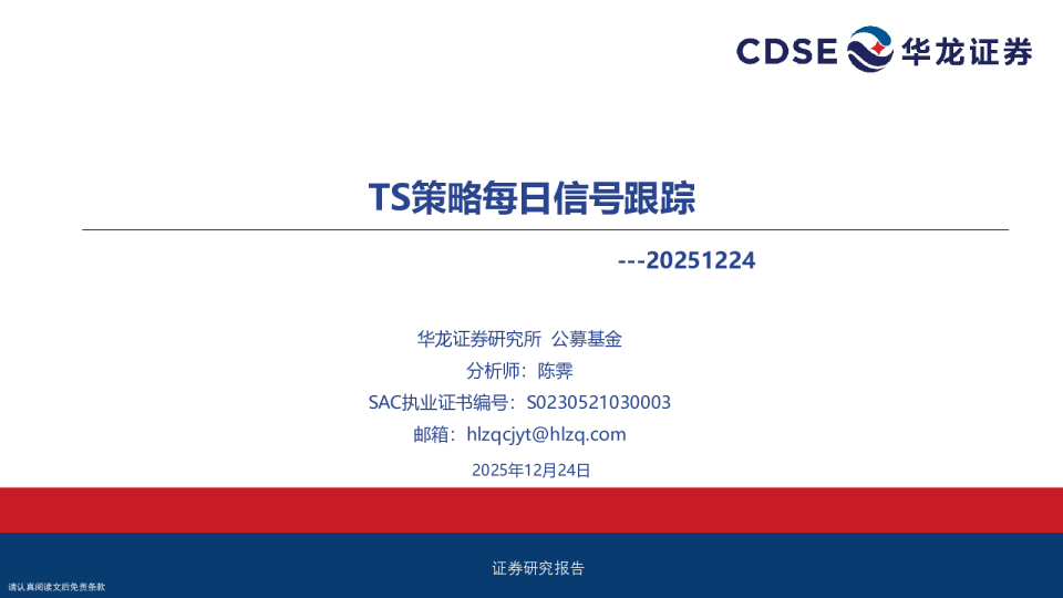 TS策略每日信号跟踪