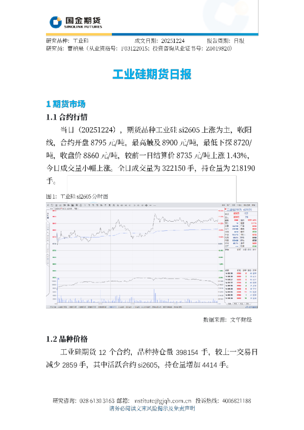 工业硅期货日报