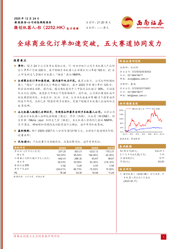 全球商业化订单加速突破，五大赛道协同发力