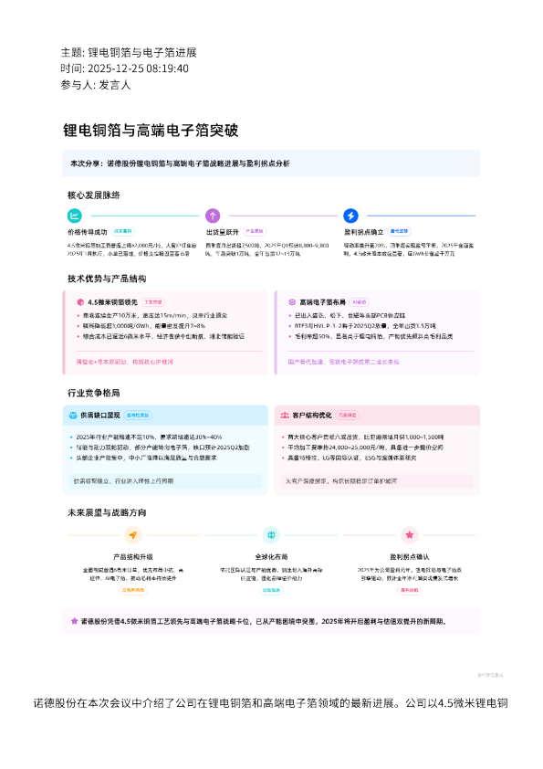 锂电铜箔与电子箔进展