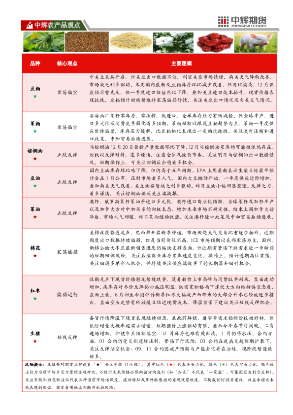 中辉农产品观点
