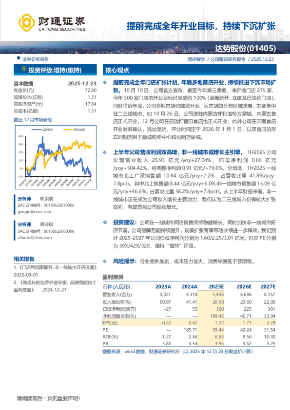 提前完成全年开业目标，持续下沉扩张