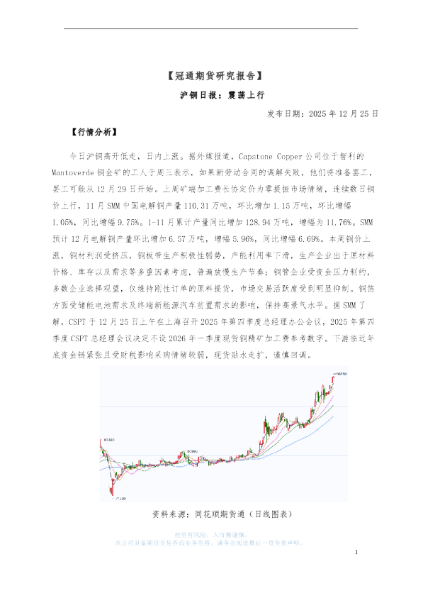 沪铜日报：震荡上行