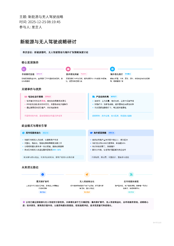 新能源与无人驾驶战略