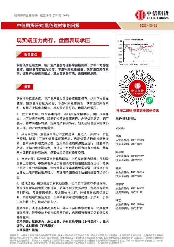 现实端压⼒尚存，盘⾯表现承压