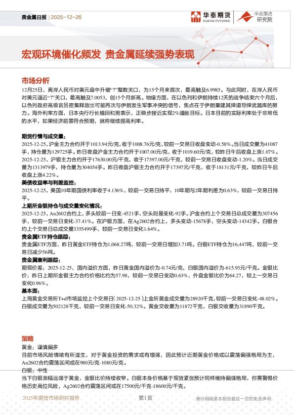 贵金属日报:宏观环境催化频发 贵金属延续强势表现