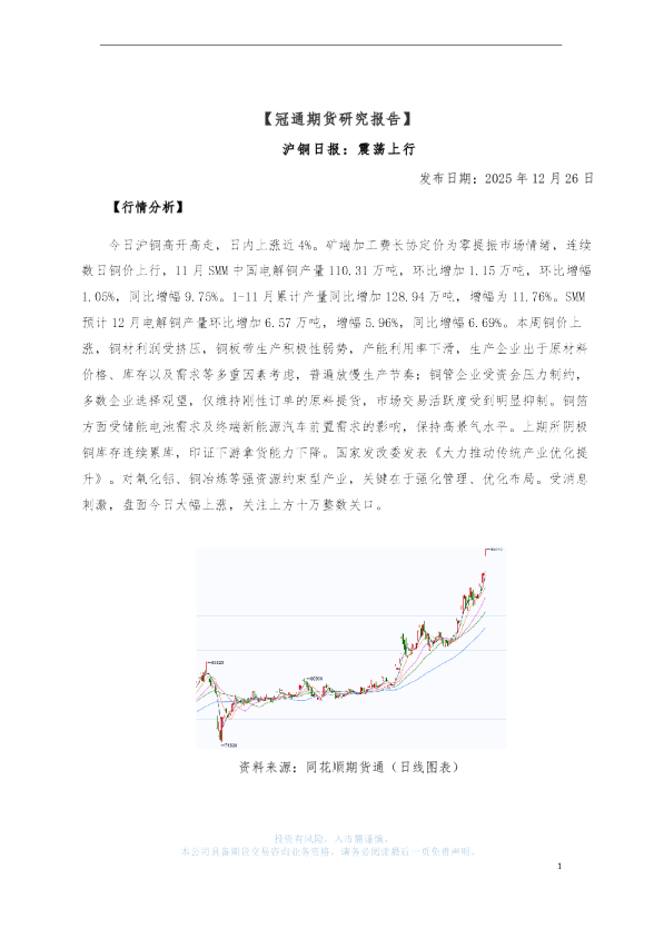 沪铜日报：震荡上行
