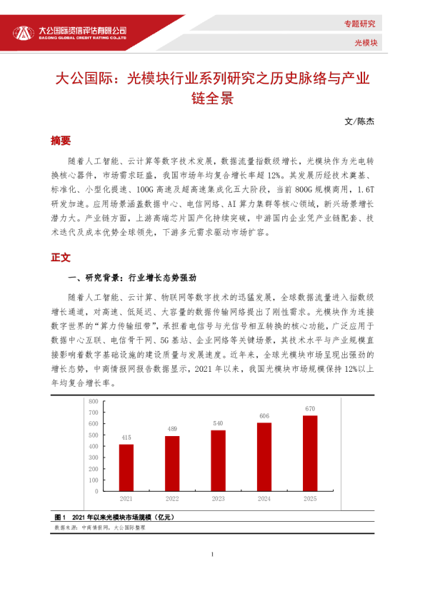 光模块行业系列研究之历史脉络与产业链全景