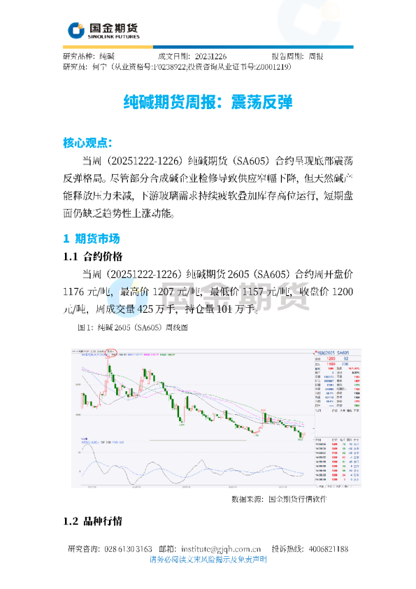 纯碱期货周报：震荡反弹