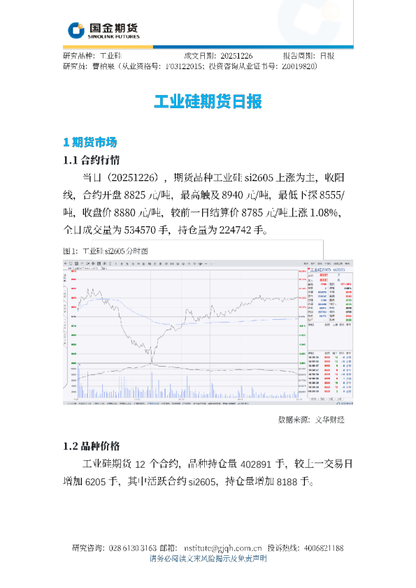 工业硅期货日报