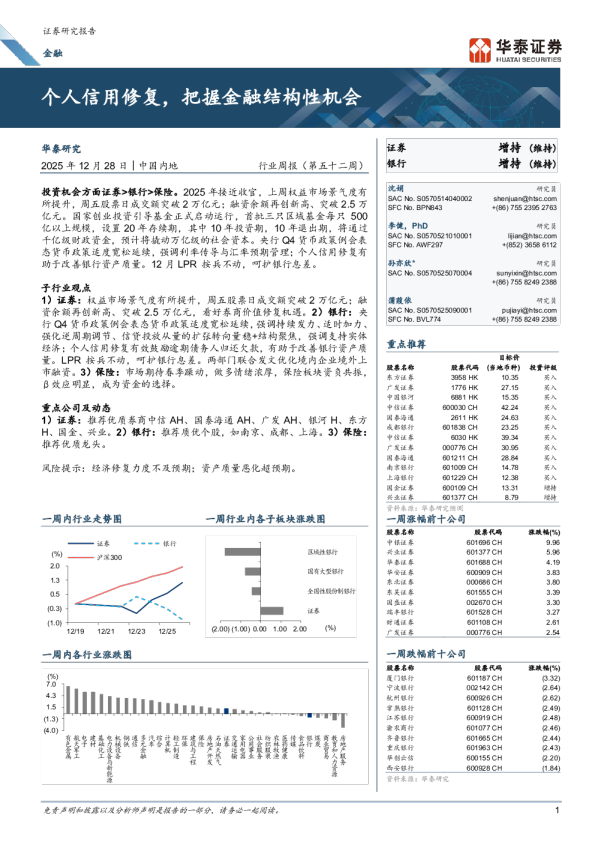 信用修复，把握金融结构性机会