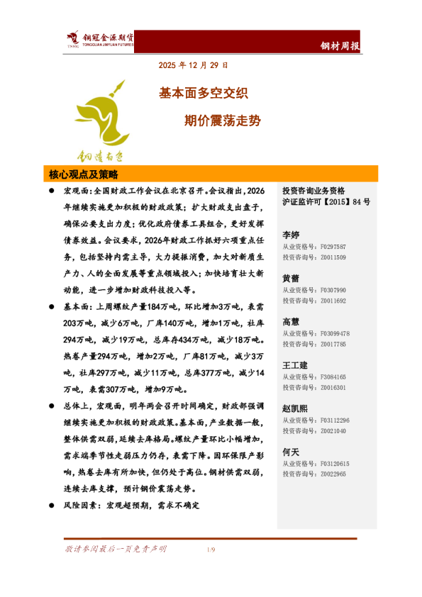 钢材周报：基本面多空交织 期价震荡走势