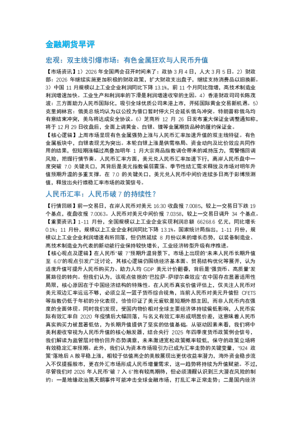 南华期货丨期市早餐2025.12.29