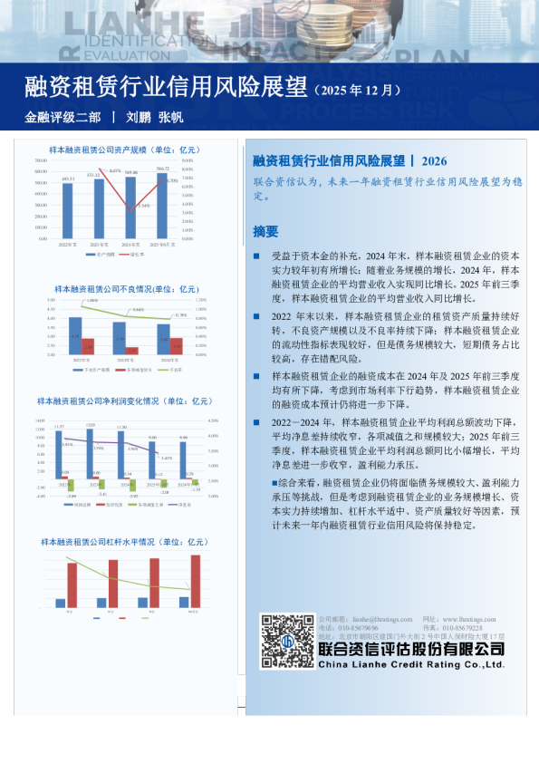 融资租赁行业信用风险展望（2025年12月）