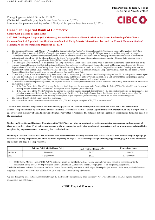加拿大帝国商业银行美股招股说明书(2025-12-29版)