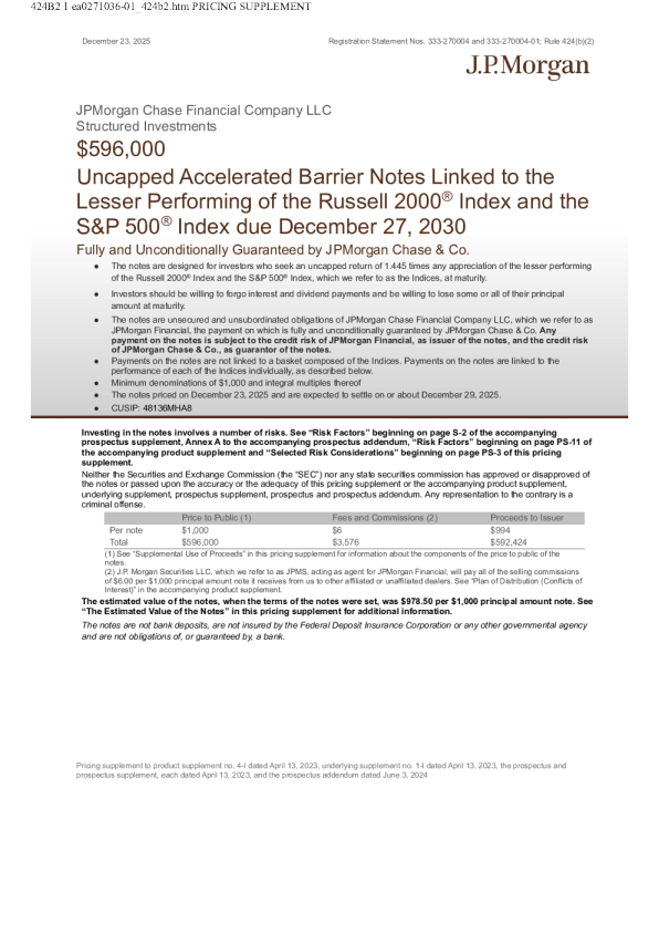 摩根大通美股招股说明书(2025-12-29版)