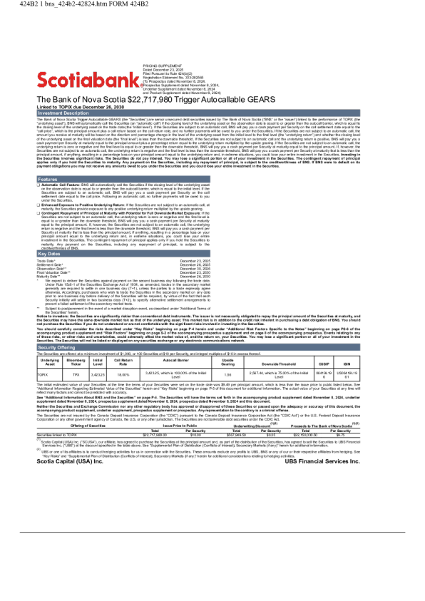 加拿大丰业银行美股招股说明书(2025-12-29版)