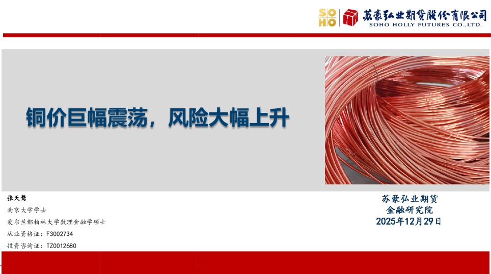 铜价巨幅震荡，风险大幅上升