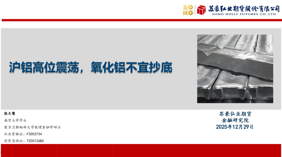 沪铝高位震荡，氧化铝不宜抄底