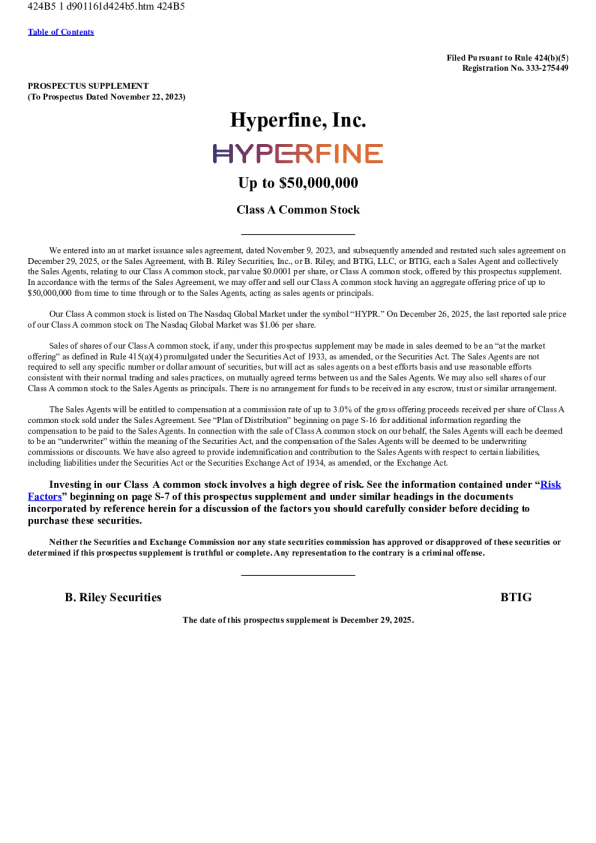Hyperfine Inc-A美股招股说明书(2025-12-29版)