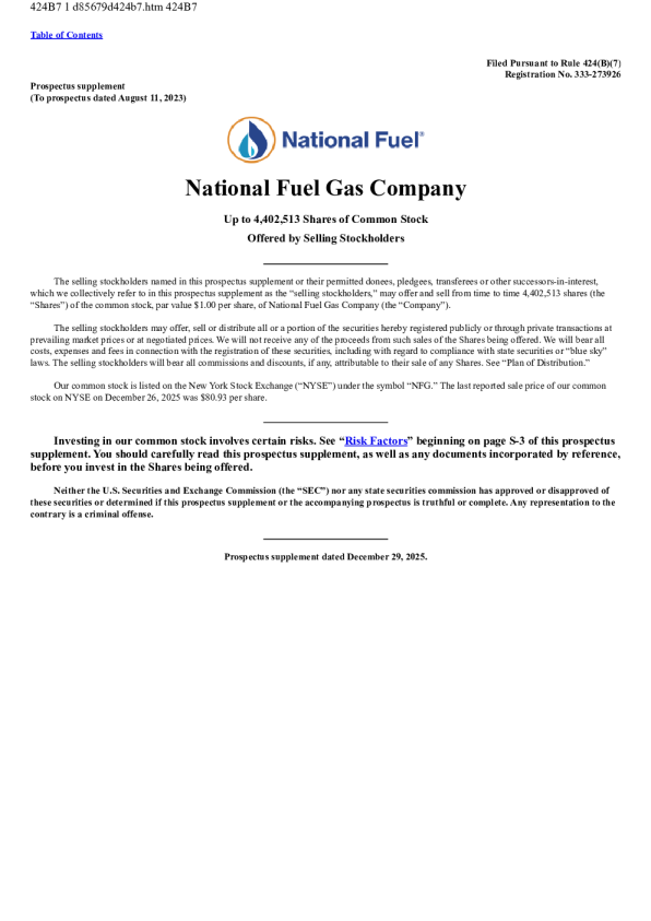 National Fuel Gas Co美股招股说明书(2025-12-29版)