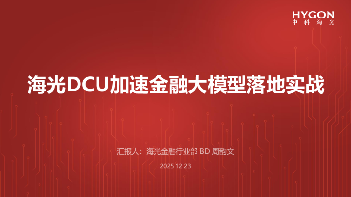 海光DCU加速金融大模型落地实战