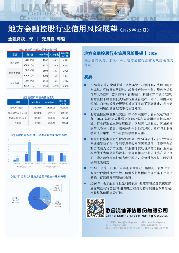 地方金融控股行业信用风险展望（2025年12月）