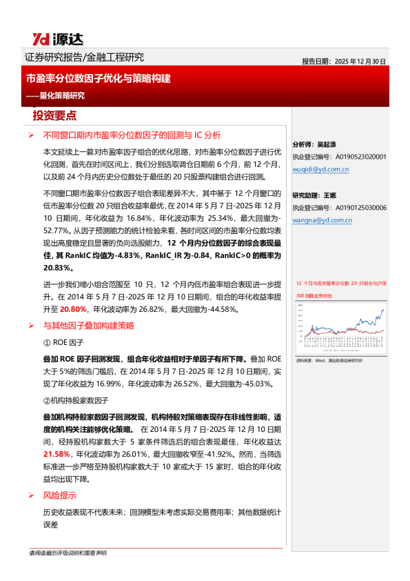 量化策略研究：市盈率分位数因子优化与策略构建