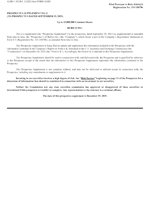 Rubico Inc美股招股说明书(2025-12-30版)