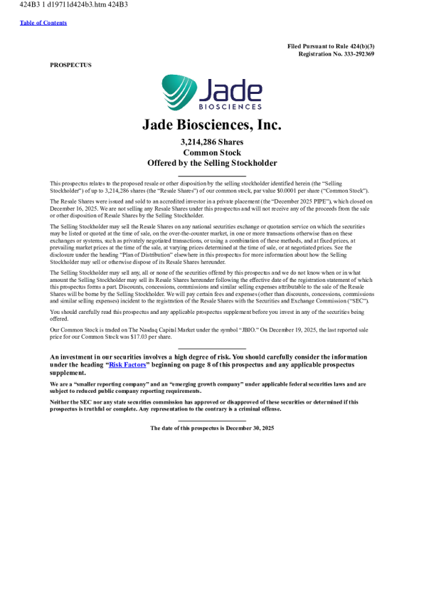 Jade Biosciences Inc美股招股说明书(2025-12-30版)