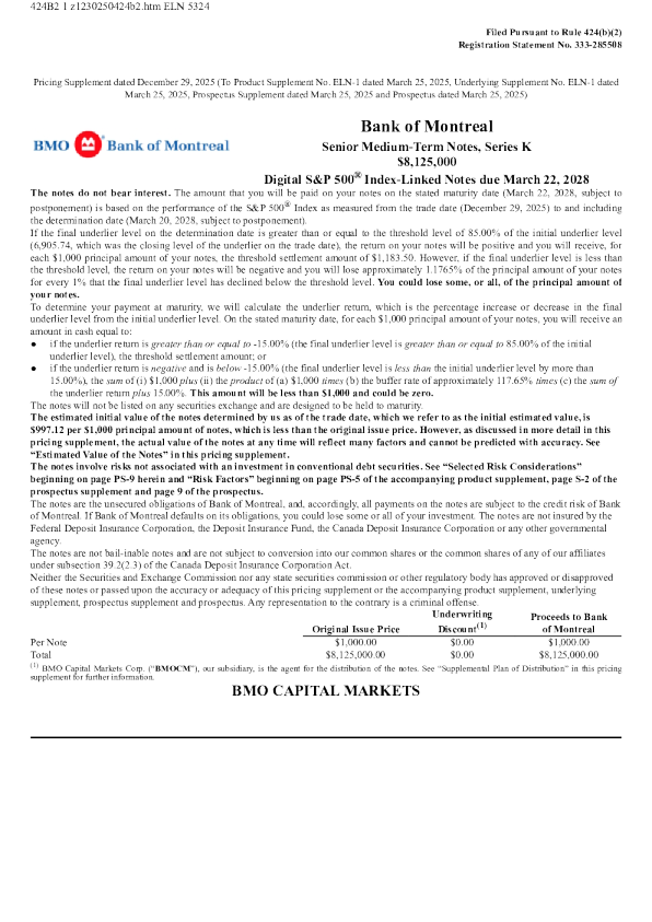 蒙特利尔银行美股招股说明书(2025-12-30版)