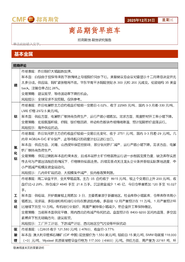 商品期货早班车