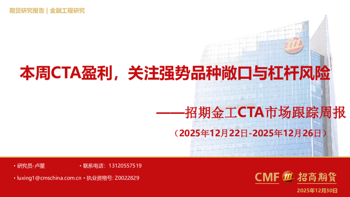 招期金工CTA市场跟踪周报（2025年12月22日-2025年12月26日）：本周CTA盈利，关注强势品种敞口与杠杆风险