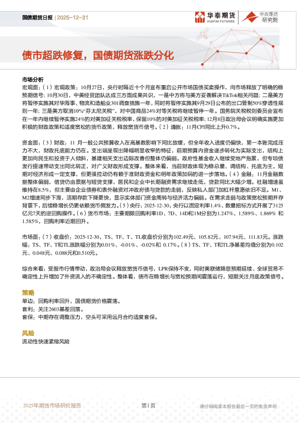 国债期货日报：债市超跌修复，国债期货涨跌分化