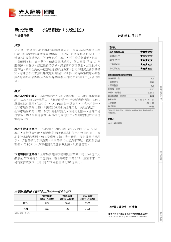新股预览：兆易创新