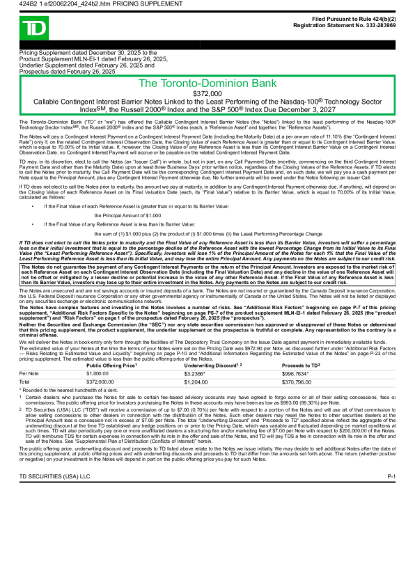 道明银行美股招股说明书(2025-12-31版)