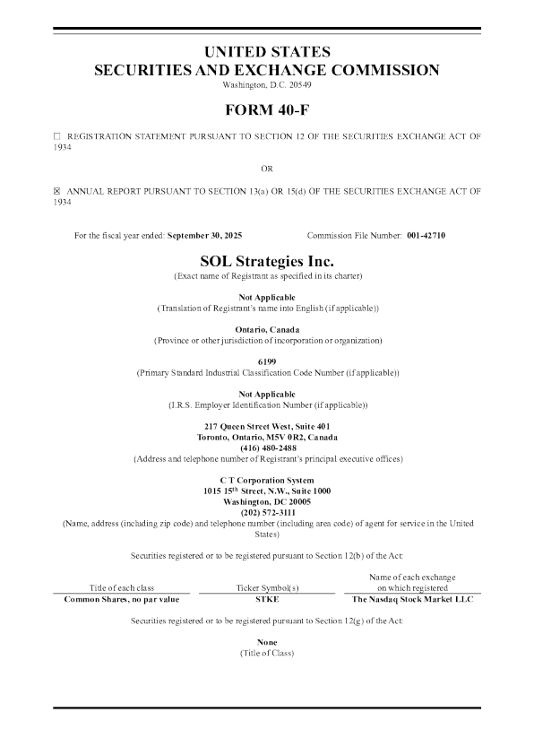 SOL策略有限公司2024年度报告