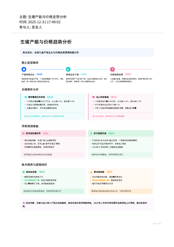 生猪产能与价格走势分析