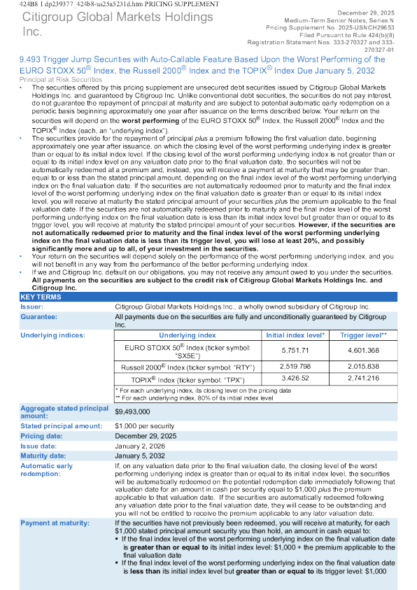 花旗集团美股招股说明书(2026-01-02版)