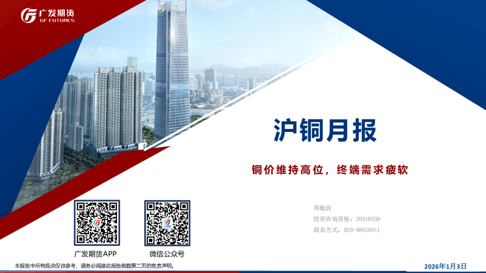 沪铜月报：铜价维持高位，终端需求疲软