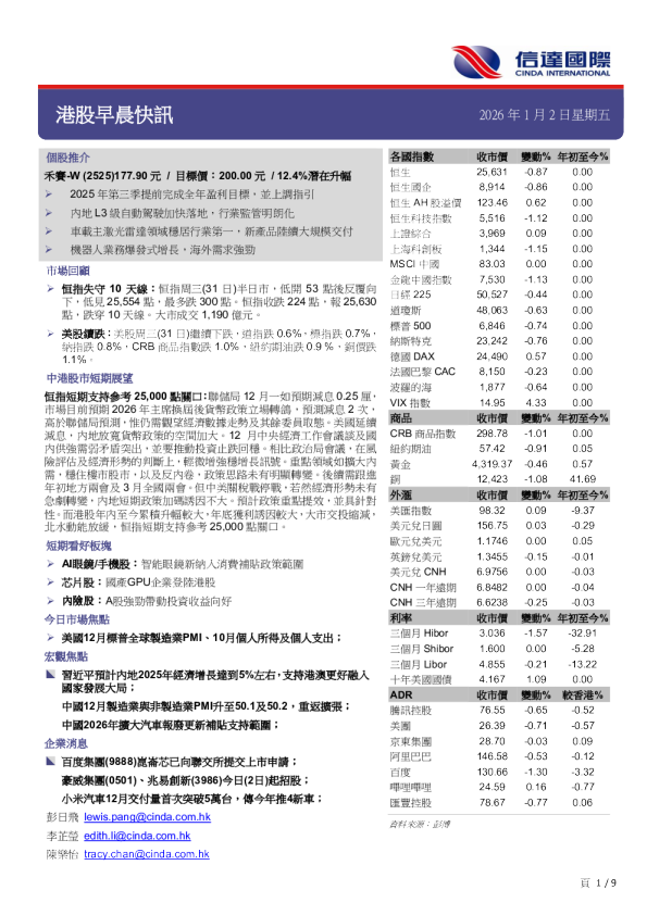信达国际控股港股晨报