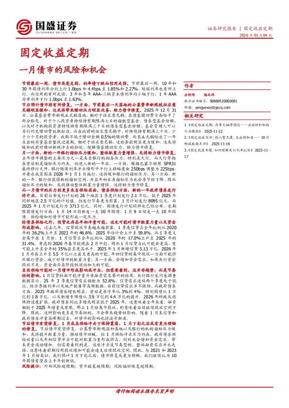 固定收益定期：一月债市的风险和机会