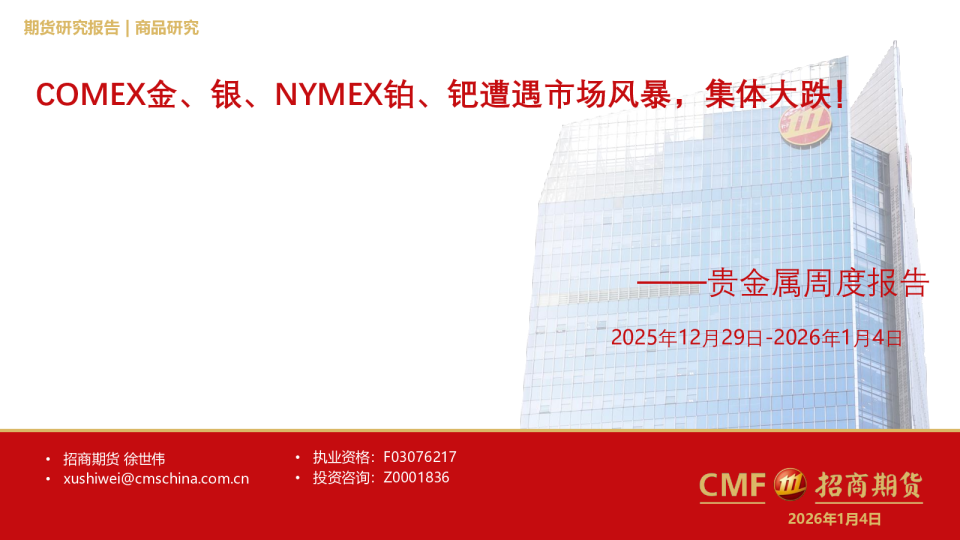 贵金属周度报告:COMEX金、银、NYMEX铂、钯遭遇市场风暴,集体大跌!