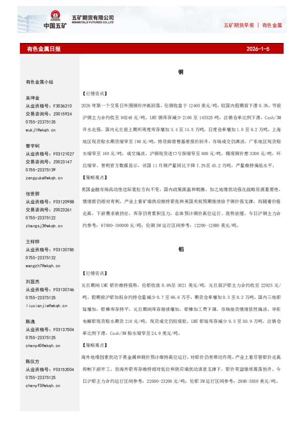 有色金属日报2026-1-5