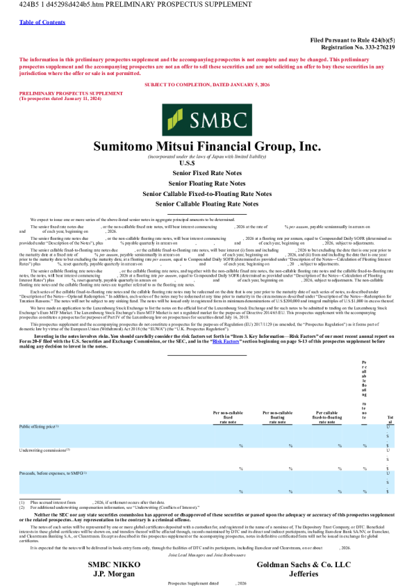 三井住友金融美股招股说明书(2026-01-05版)