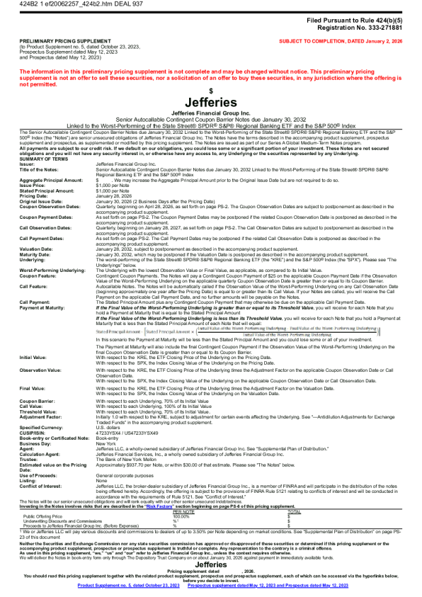 杰弗瑞斯金融集团股份有限公司美国存托凭证上市说明书(2026-01-05版)