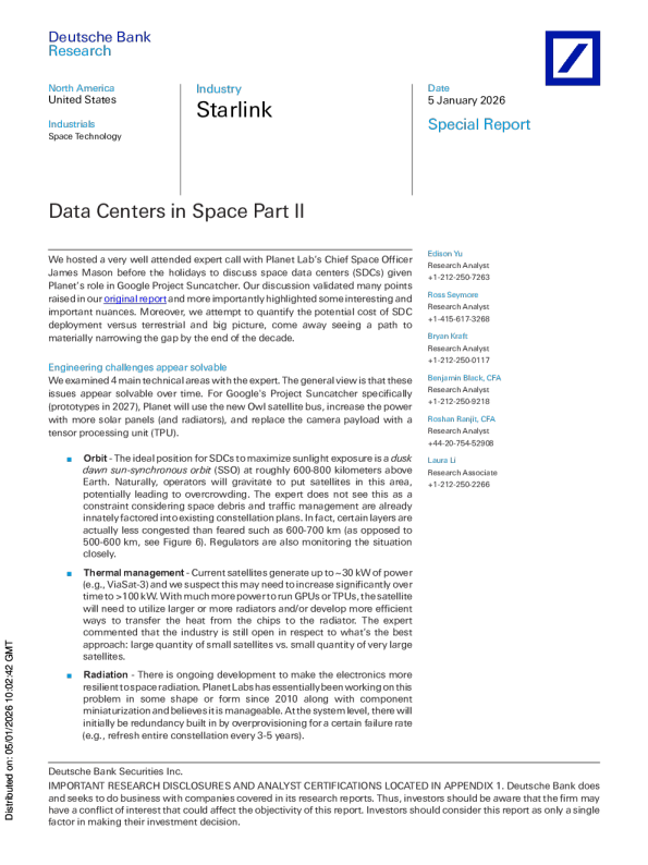 太空数据中心（第二部分）