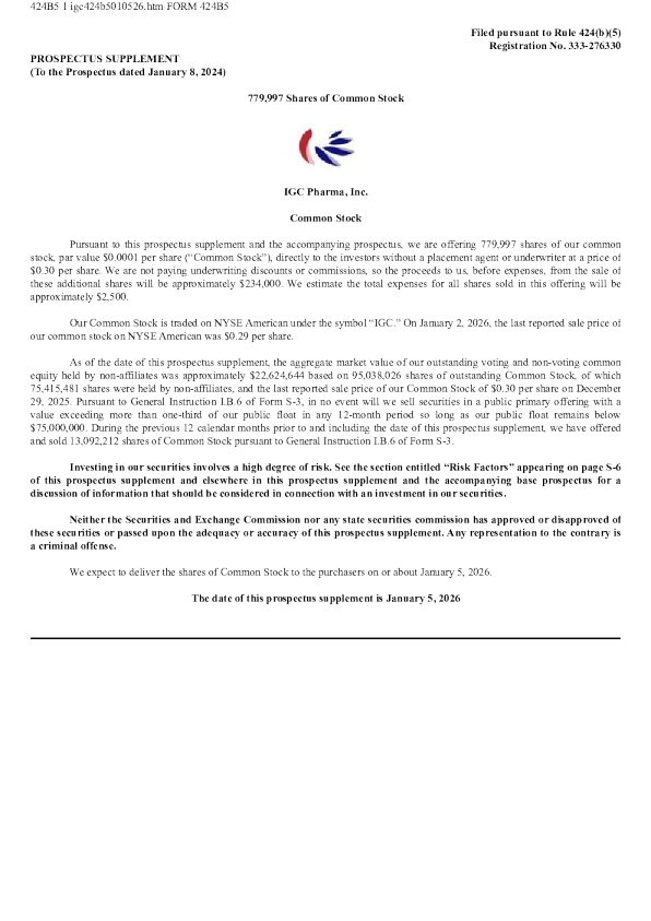 igc制药有限公司美股招股说明书(2026-01-06版)