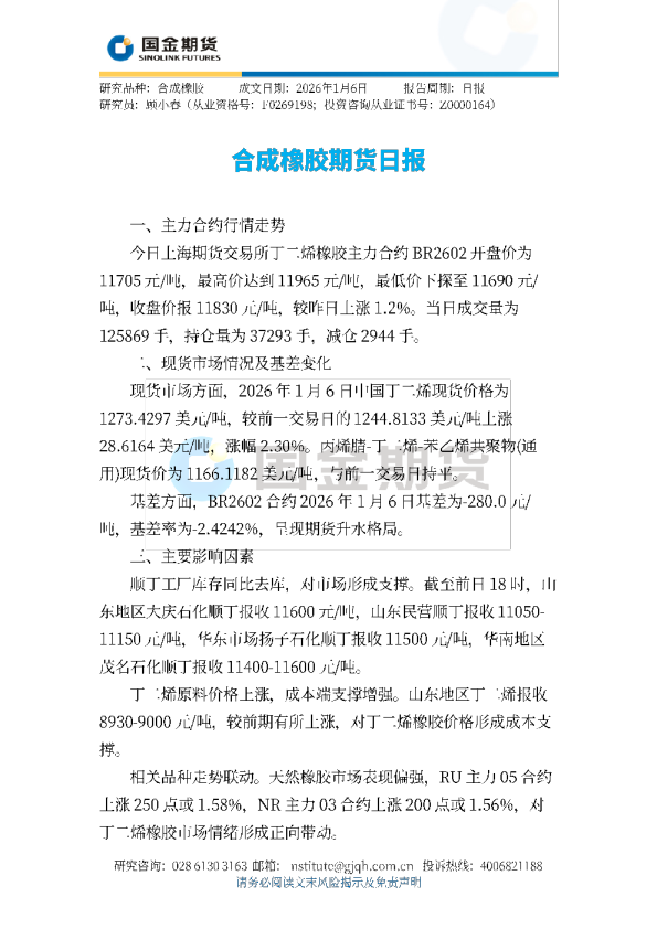 合成橡胶期货日报